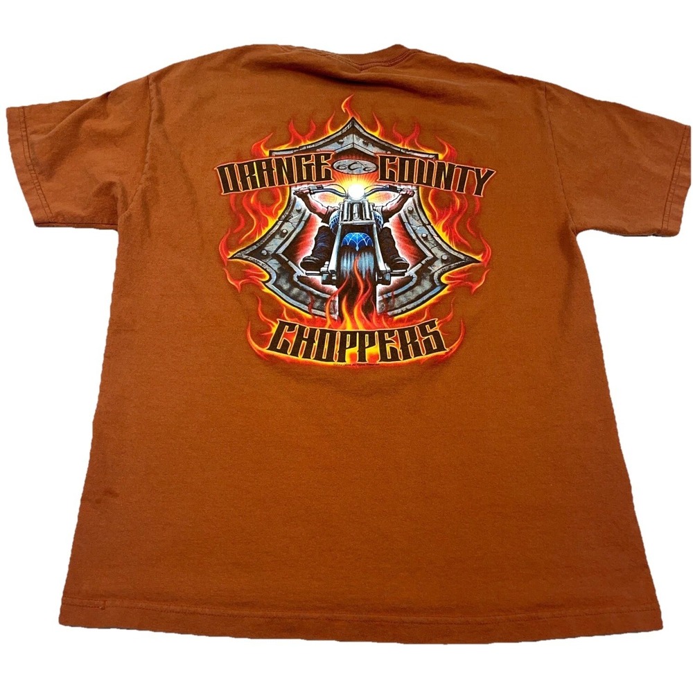 Vintage Orange County Choppers Shirt Men Large Fire Flames Y2K 2000s Biker Tee‎